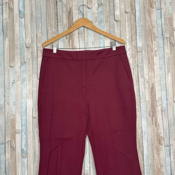 J Crew 14 Burgundy Red Kelsey Flare Pant Cropped Cotton Trousers Career Work - Picture 3 of 13